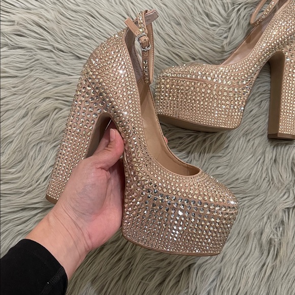 Steve Madden Sparkling Tan Platform Heels - Picture 4 of 5